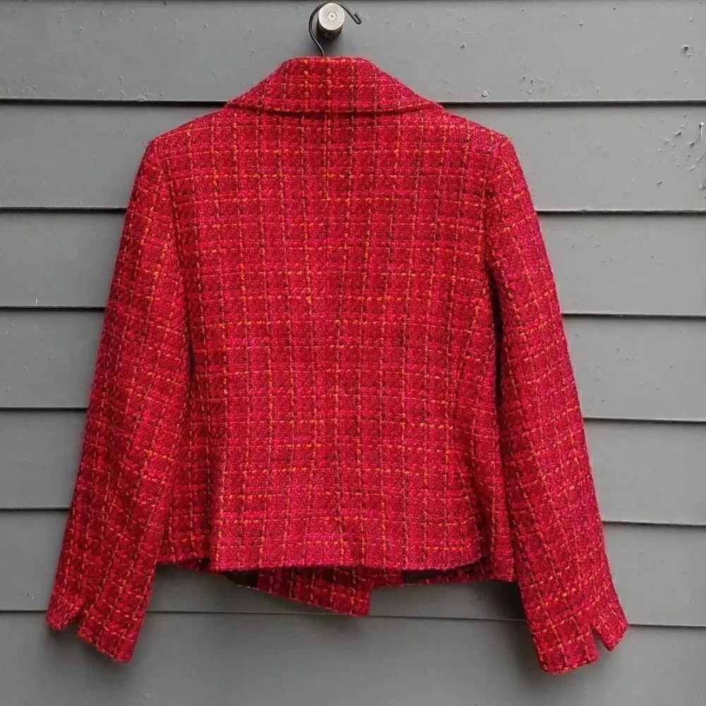 Talbots Red Tweed Double Breasted Pea Coat size 9 - Picture 5 of 14